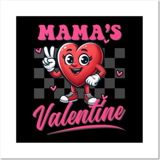 Retro Groovy Mama is My Valentine Cute Heart Boys Girls Kids Posters and Art